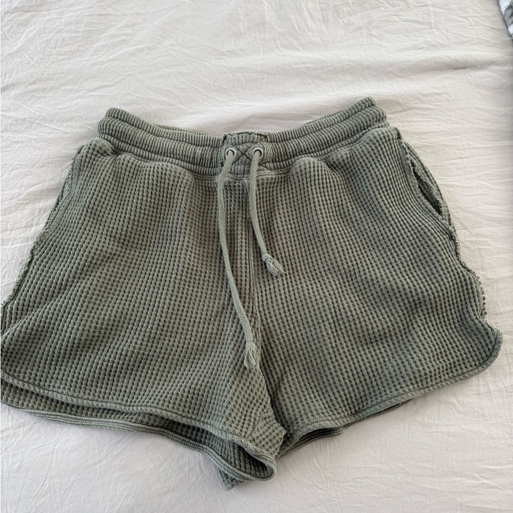 Aerie Casual Waffle Knit Shorts - Green